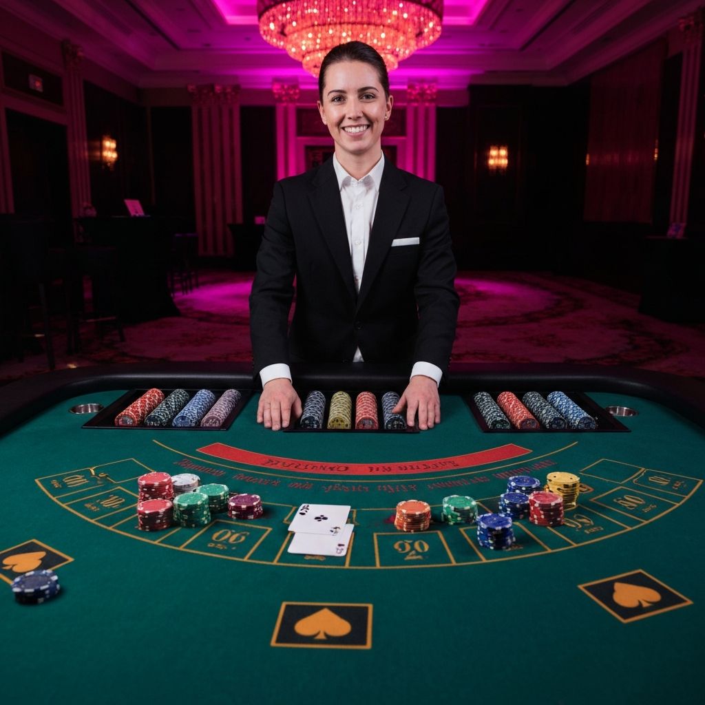 Elegant blackjack table with professional dealer