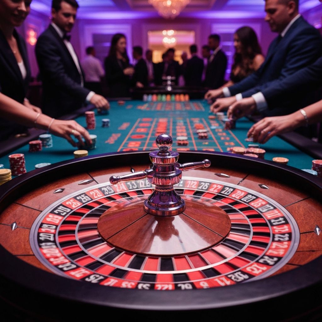 Roulette wheel at casino party